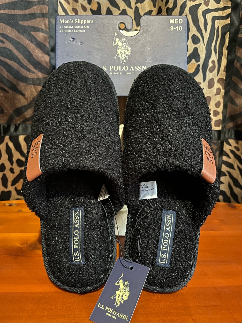U.S. Polo Assn. Men’s Black Slip-On Indoor Slippers Sz M (9/10) NWT